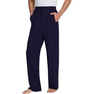 image:imageWiWi Mens Pajama Pants Soft Viscose Bamboo 1 or 2 Pack Sleep Lounge Bottoms Comfy Pj Loungewear with Pockets S4XBnavy