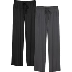 image:imageWiWi Mens Pajama Pants Soft Viscose Bamboo 1 or 2 Pack Sleep Lounge Bottoms Comfy Pj Loungewear with Pockets S4XCblackcharcoal