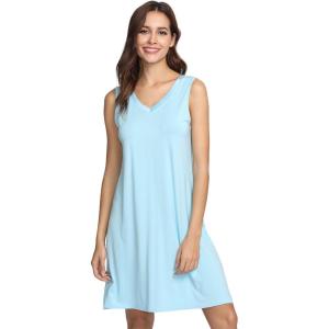 image:imageWiWi Nightgown for Women Super Soft Sleeveless Sleepwear Cool Vneck Sleep Shirts Bamboo Viscose Pj Gown S4XApale Blue