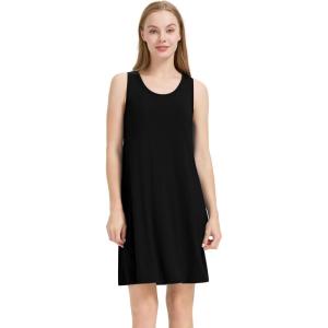 image:imageWiWi Nightgowns for Women Super Soft Sleeveless Racerback Nightgown Bamboo Viscose Plus Size Cooling Sleepshirts S4XCblack