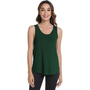 image:imageWiWi Tank Tops for Women Super Soft Sleeveless Pajama TShirt Cooling Loungewear Basic Shirts Viscose Bamboo Tee SXXLAdeep Green