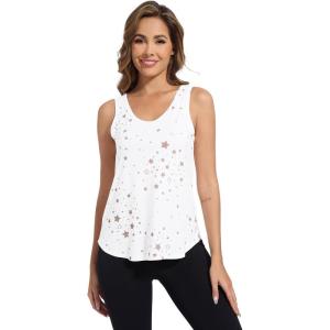 image:imageWiWi Tank Tops for Women Super Soft Sleeveless Pajama TShirt Cooling Loungewear Basic Shirts Viscose Bamboo Tee SXXLAwhite Stars