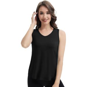 image:imageWiWi Tank Tops for Women Super Soft Sleeveless Pajama TShirt Cooling Loungewear Basic Shirts Viscose Bamboo Tee SXXLBblack