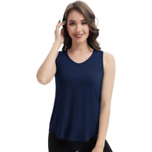 image:imageWiWi Tank Tops for Women Super Soft Sleeveless Pajama TShirt Cooling Loungewear Basic Shirts Viscose Bamboo Tee SXXLBnavy