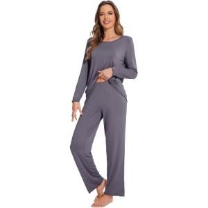 image:imageWiWi Viscose from Bamboo Pajama Sets for Women Super Soft Pjs Short Sleeve with Pants Cooling Sleepwear Loungewear SXXLCdark Grey