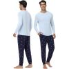 image:imageWiWi Mens Bamboo Viscose Pajama Sets Super Soft Long Sleeve Sleepwear Loungewear Cooling Pjs with Pockets Drawstring SXXLAlight BlueSkiing on Navy