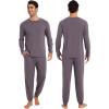 image:imageWiWi Mens Bamboo Viscose Pajama Sets Super Soft Long Sleeve Sleepwear Loungewear Cooling Pjs with Pockets Drawstring SXXLAmisty Grey