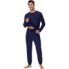 image:imageWiWi Mens Bamboo Viscose Pajama Sets Super Soft Long Sleeve Sleepwear Loungewear Cooling Pjs with Pockets Drawstring SXXLAnavy