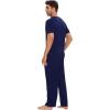 image:imageWiWi Mens Pajamas Set Super Soft Viscose Bamboo Sleepwear Cooling Sleep Sets Short Sleeve Loungewear with Pockets SXXLAnavy
