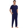 image:imageWiWi Mens Pajamas Set Super Soft Viscose Bamboo Sleepwear Cooling Sleep Sets Short Sleeve Loungewear with Pockets SXXLAnavy
