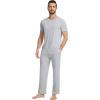 image:imageWiWi Mens Pajamas Set Super Soft Viscose Bamboo Sleepwear Cooling Sleep Sets Short Sleeve Loungewear with Pockets SXXLBash Grey