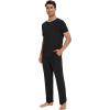 image:imageWiWi Mens Pajamas Set Super Soft Viscose Bamboo Sleepwear Cooling Sleep Sets Short Sleeve Loungewear with Pockets SXXLBblack