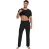 image:imageWiWi Mens Pajamas Set Super Soft Viscose Bamboo Sleepwear Cooling Sleep Sets Short Sleeve Loungewear with Pockets SXXLBblack