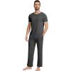 image:imageWiWi Mens Pajamas Set Super Soft Viscose Bamboo Sleepwear Cooling Sleep Sets Short Sleeve Loungewear with Pockets SXXLBcharcoal Heather