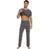 image:imageWiWi Mens Pajamas Set Super Soft Viscose Bamboo Sleepwear Cooling Sleep Sets Short Sleeve Loungewear with Pockets SXXLBdark Grey