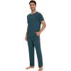 image:imageWiWi Mens Pajamas Set Super Soft Viscose Bamboo Sleepwear Cooling Sleep Sets Short Sleeve Loungewear with Pockets SXXLBgreen