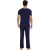 image:imageWiWi Mens Pajamas Set Super Soft Viscose Bamboo Sleepwear Cooling Sleep Sets Short Sleeve Loungewear with Pockets SXXLBnavy
