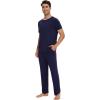 image:imageWiWi Mens Pajamas Set Super Soft Viscose Bamboo Sleepwear Cooling Sleep Sets Short Sleeve Loungewear with Pockets SXXLBnavy