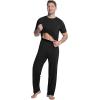 image:imageWiWi Mens Pajamas Set Super Soft Viscose Bamboo Sleepwear Cooling Sleep Sets Short Sleeve Loungewear with Pockets SXXLCblack