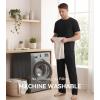 image:imageWiWi Mens Pajamas Set Super Soft Viscose Bamboo Sleepwear Cooling Sleep Sets Short Sleeve Loungewear with Pockets SXXLCblack
