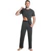 image:imageWiWi Mens Pajamas Set Super Soft Viscose Bamboo Sleepwear Cooling Sleep Sets Short Sleeve Loungewear with Pockets SXXLCcharcoal Heather