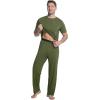 image:imageWiWi Mens Pajamas Set Super Soft Viscose Bamboo Sleepwear Cooling Sleep Sets Short Sleeve Loungewear with Pockets SXXLCdark Fence Green