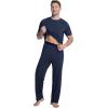 image:imageWiWi Mens Pajamas Set Super Soft Viscose Bamboo Sleepwear Cooling Sleep Sets Short Sleeve Loungewear with Pockets SXXLCnavy