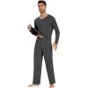 image:imageWiWi Mens Viscose from Bamboo Pajama Sets Long Sleeve Top and Pants Sleepwear Comfy Lightweight Loungewear Set SXXLCcharcoal Heather