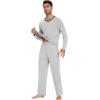 image:imageWiWi Mens Viscose from Bamboo Pajama Sets Long Sleeve Top and Pants Sleepwear Comfy Lightweight Loungewear Set SXXLClight Heather Grey