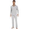 image:imageWiWi Mens Viscose from Bamboo Pajama Sets Long Sleeve Top and Pants Sleepwear Comfy Lightweight Loungewear Set SXXLClight Heather Grey