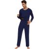 image:imageWiWi Mens Viscose from Bamboo Pajama Sets Long Sleeve Top and Pants Sleepwear Comfy Lightweight Loungewear Set SXXLCnavy