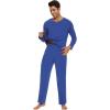 image:imageWiWi Mens Viscose from Bamboo Pajama Sets Long Sleeve Top and Pants Sleepwear Comfy Lightweight Loungewear Set SXXLCroyal Blue