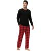 image:imageWiWi Pajamas for Men Viscose Bamboo Super Soft Long Sleeve Pj Set Cooling Crew Neck Loungewear with Pockets SXXLAblackred Plaid