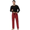 image:imageWiWi Pajamas for Men Viscose Bamboo Super Soft Long Sleeve Pj Set Cooling Crew Neck Loungewear with Pockets SXXLAblackred Plaid