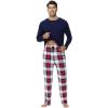 image:imageWiWi Pajamas for Men Viscose Bamboo Super Soft Long Sleeve Pj Set Cooling Crew Neck Loungewear with Pockets SXXLAnavynavyRed Plaid