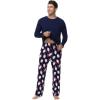 image:imageWiWi Pajamas for Men Viscose Bamboo Super Soft Long Sleeve Pj Set Cooling Crew Neck Loungewear with Pockets SXXLAnavysanta Claus on Navy