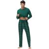 image:imageWiWi Pajamas for Men Viscose Bamboo Super Soft Long Sleeve Pj Set Cooling Crew Neck Loungewear with Pockets SXXLApine Greengreen Plaid