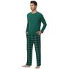 image:imageWiWi Pajamas for Men Viscose Bamboo Super Soft Long Sleeve Pj Set Cooling Crew Neck Loungewear with Pockets SXXLApine Greengreen Plaid