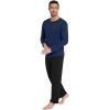 image:imageWiWi Pajamas for Men Viscose Bamboo Super Soft Long Sleeve Pj Set Cooling Crew Neck Loungewear with Pockets SXXLCdark Blueblack