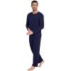 image:imageWiWi Pajamas for Men Viscose Bamboo Super Soft Long Sleeve Pj Set Cooling Crew Neck Loungewear with Pockets SXXLCnavy