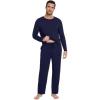 image:imageWiWi Pajamas for Men Viscose Bamboo Super Soft Long Sleeve Pj Set Cooling Crew Neck Loungewear with Pockets SXXLCnavy