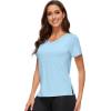 image:imageWiWi Viscose from Bamboo Pajama Tops for Women Super Soft Short Sleeve Tee V Neck Sleep Cooling TShirt Pjs Sleepwear SXXLApale Blue