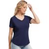 image:imageWiWi Viscose from Bamboo Pajama Tops for Women Super Soft Short Sleeve Tee V Neck Sleep Cooling TShirt Pjs Sleepwear SXXLBnavy
