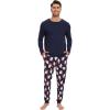 image:imageWiWi Mens Bamboo Viscose Pajama Sets Super Soft Long Sleeve Sleepwear Loungewear Cooling Pjs with Pockets Drawstring SXXLBnavysanta Claus on Navy
