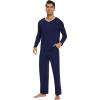image:imageWiWi Mens Viscose from Bamboo Pajama Sets Long Sleeve Top and Pants Sleepwear Comfy Lightweight Loungewear Set SXXLCnavy