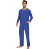 image:imageWiWi Mens Viscose from Bamboo Pajama Sets Long Sleeve Top and Pants Sleepwear Comfy Lightweight Loungewear Set SXXLCroyal Blue
