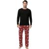 image:imageWiWi Pajamas for Men Viscose Bamboo Super Soft Long Sleeve Pj Set Cooling Crew Neck Loungewear with Pockets SXXLAblackchristmas Elk on Red