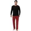 image:imageWiWi Pajamas for Men Viscose Bamboo Super Soft Long Sleeve Pj Set Cooling Crew Neck Loungewear with Pockets SXXLAblackred Plaid