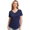 image:imageWiWi Viscose from Bamboo Pajama Tops for Women Super Soft Short Sleeve Tee V Neck Sleep Cooling TShirt Pjs Sleepwear SXXLBnavy