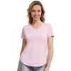 image:imageWiWi Viscose from Bamboo Pajama Tops for Women Super Soft Short Sleeve Tee V Neck Sleep Cooling TShirt Pjs Sleepwear SXXLBpink